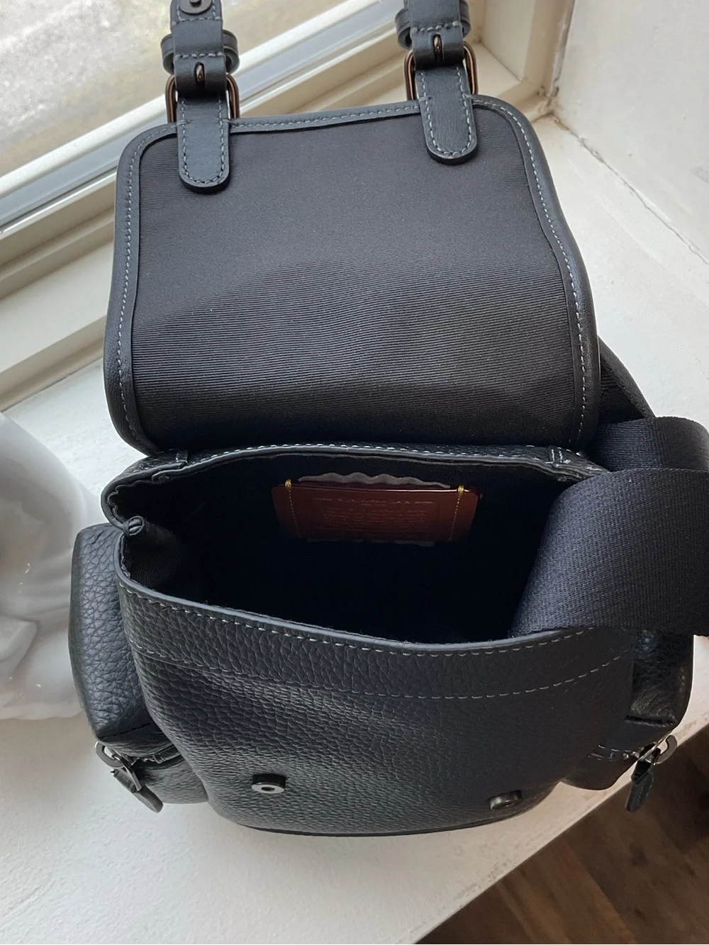 Coach NWT Sprint Sling Pack Black Leather Crossbody Backpack